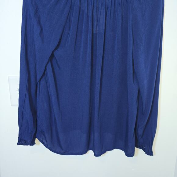 Lucky Brand Blouse Size S Navy Embelished Tunic Top Rayon Peasant NWT - Picture 8 of 10